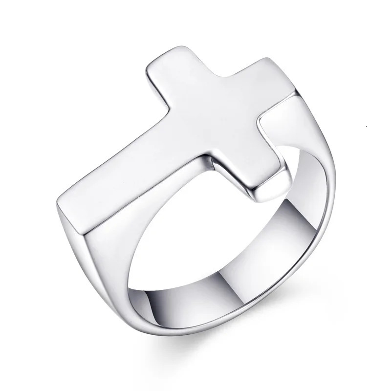 Stainless steel simple cross ring Protestant Christian cross religious ring 250729