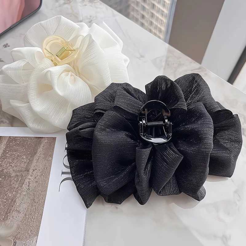 2pcs/set Black White Big Fold Bow Hair Claw For Women Girls Sweet Hair Ornament Back Headband Hair Clip Fashion Hair Accessories Z250729