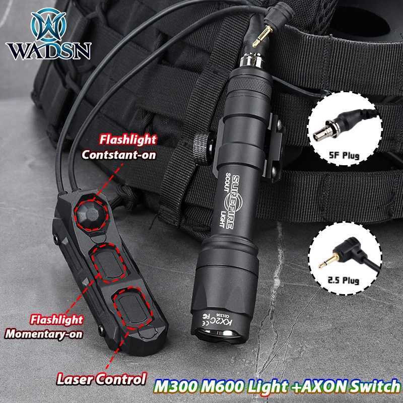 M300 M600 Tactical Flashlight LED Hunting Scout Light WADSN AXON Dual Function Button Remote Switch Airsoft AccessoriesXJ250728