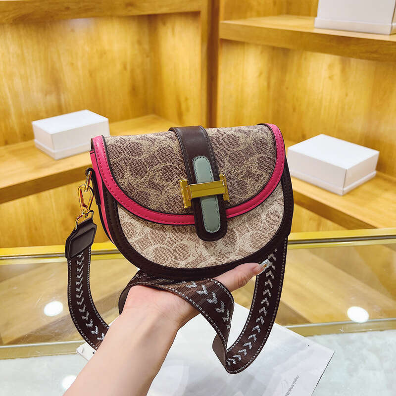 Fashion Color-Block for Women 2025 New Trendy Saddle Versatile Wide Strap Shoulder Crossbody Small Bag
