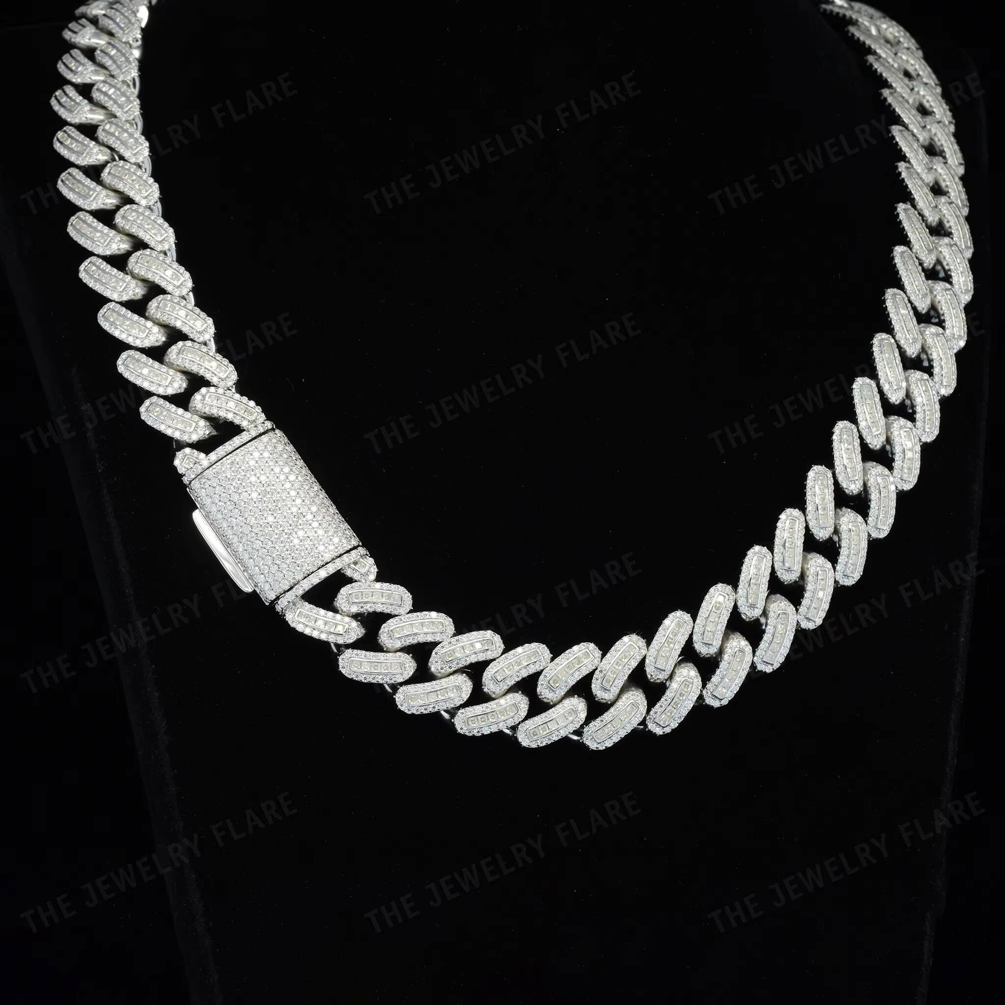 Luxury Iced Out Cuban Link Chain Necklace VVS Moissanite 925 Sterling Silver Mens Hip Hop Bling Jewelry with Box Clasp