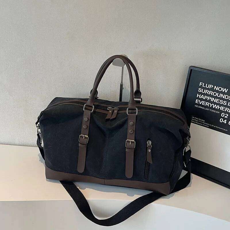 New Canvas Tote Men's Fashion Trendy Large Capacity Short-distance Travel Shoulder Lage Bag