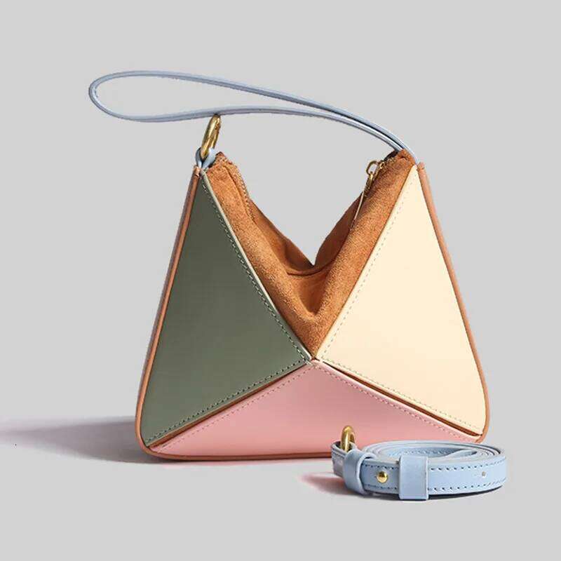 2025 Turkey Style Designer Fold Triangle Women's Handbags Fashion Patchwork Candy Unique Leisure Totes Female Crossbody Bags