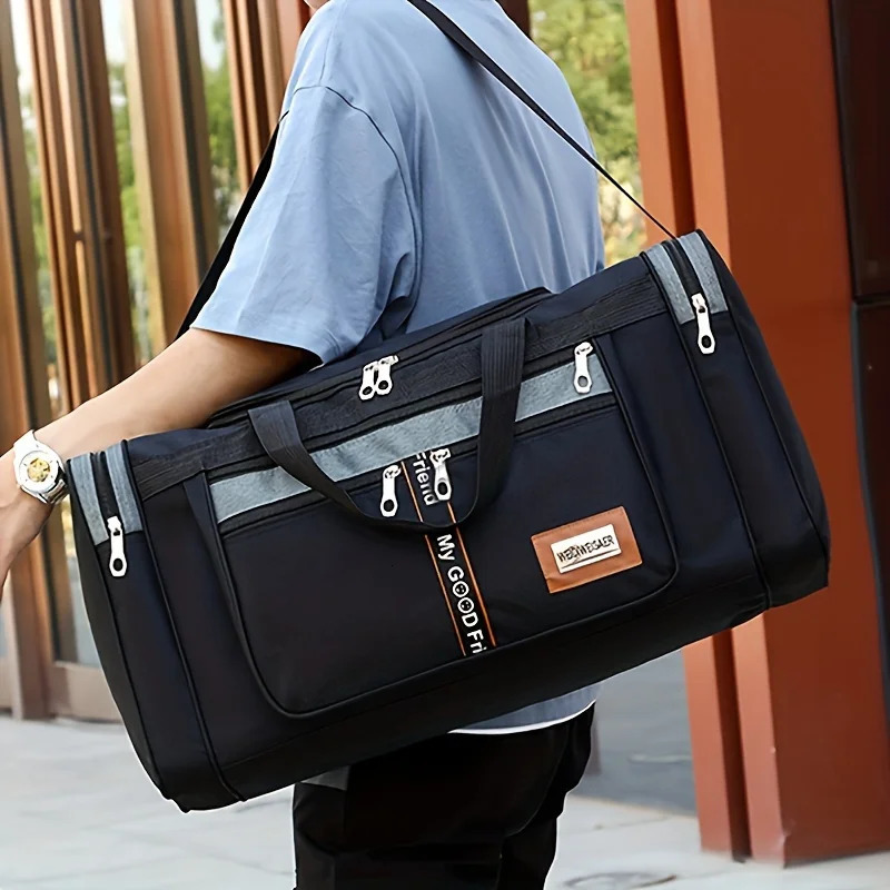 Large Capacity Multifunctional Nylon Luggage Bag Foldable Portable Travel Duffel for Men Business Trip Clothing Storage 250729