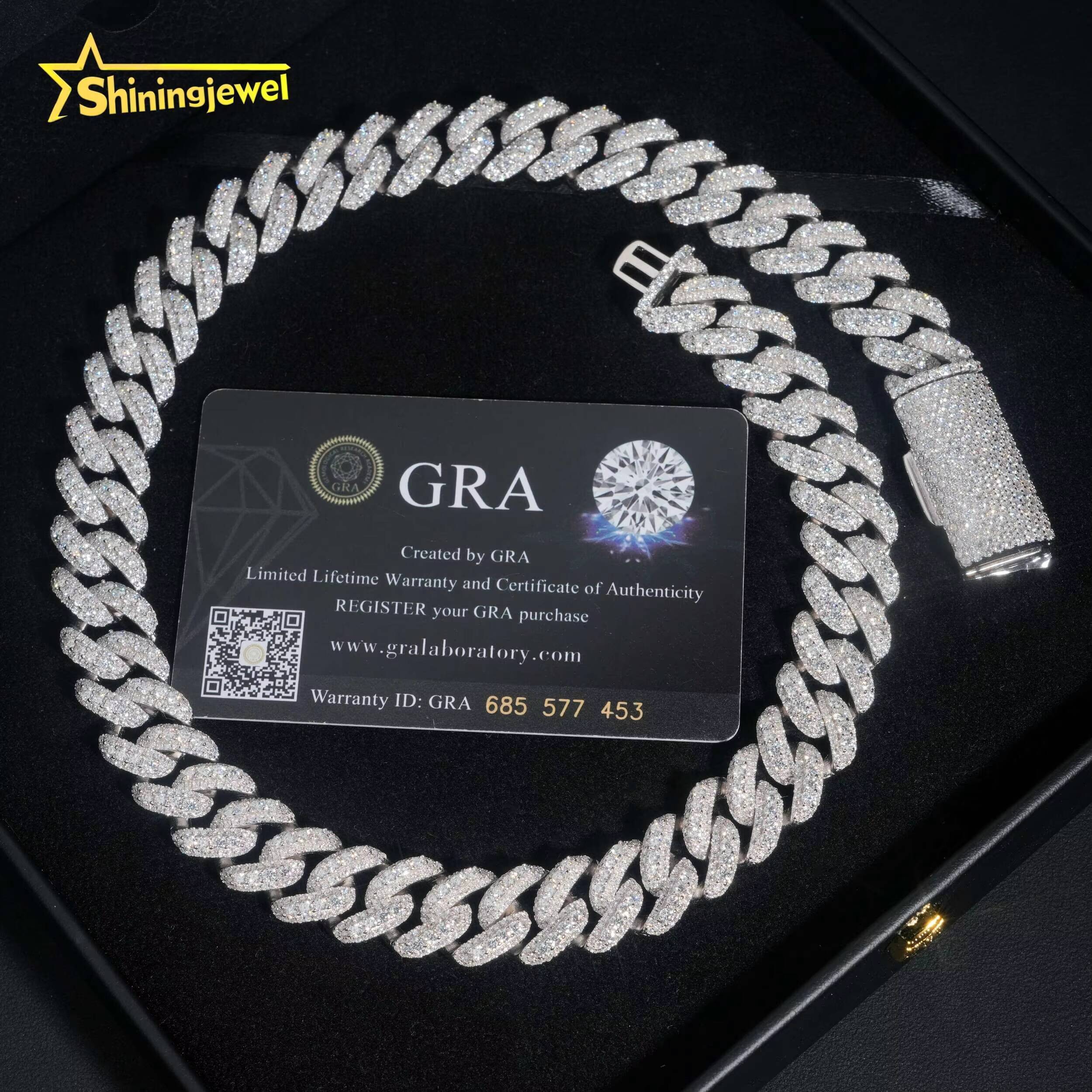 Large Stock 15mm Wholesale 925 Sterling Silver Hip Hop Jewelry Men Necklace Iced Out Moissanite Diamond Cuban Link Chain