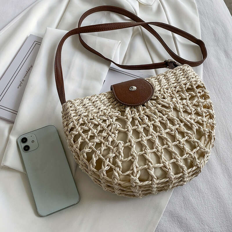 2025 Fashion woven shoulder bag designer beach Bags grass woven women's embroidered thread fashion cross bag, female niche design shoulder bag