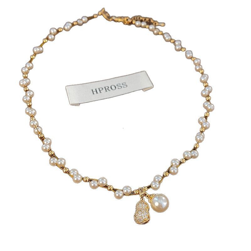 Light Niche Peanut Pearl Beaded Full Dia Pendant Necklace Women's High-end Clavicle Chain Neck Accessories Jewelry for Women Jewelry for Women