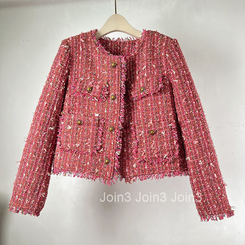 Winter High end Tassel Style Slim Top Round Neck Single breasted Small Fragrant Inner Tank Down Coat Short