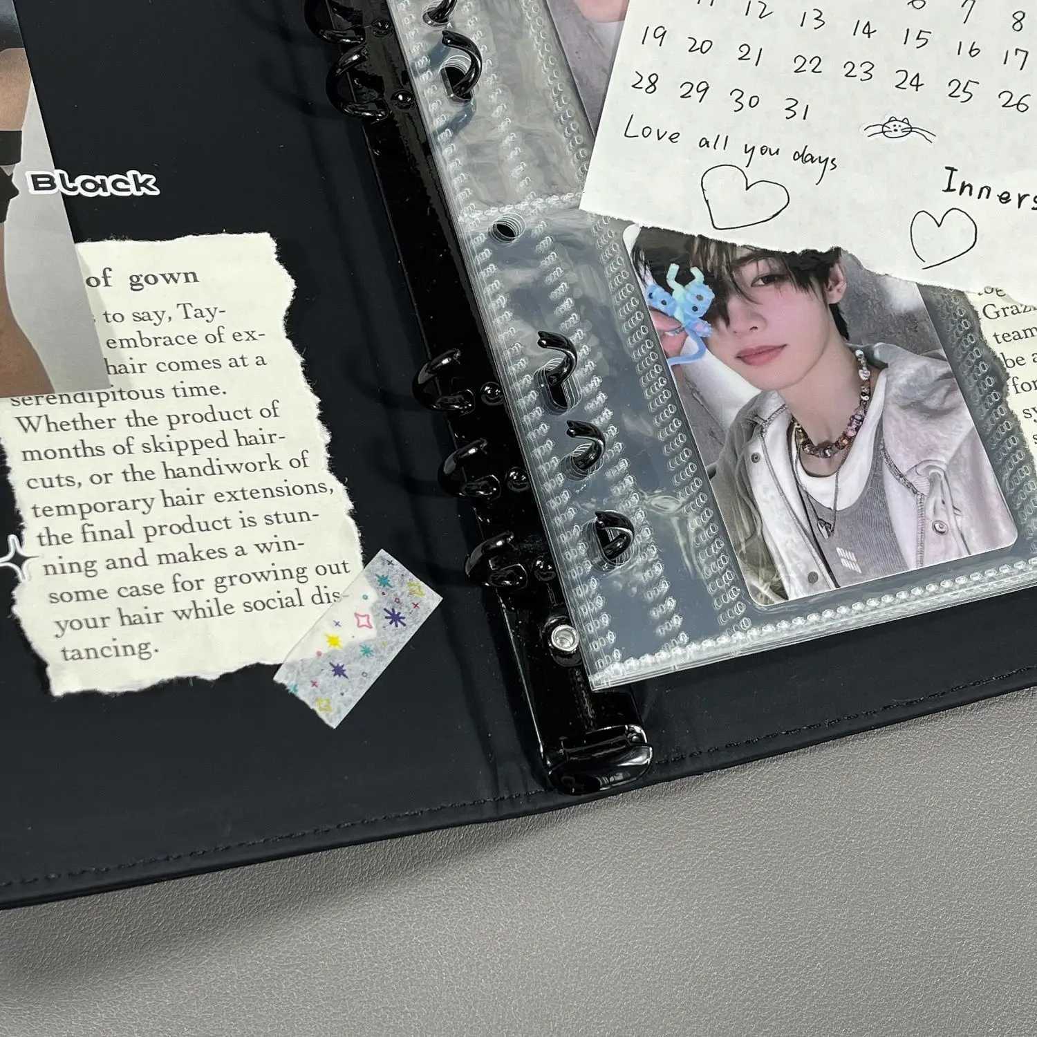 IFFVGX Black A5 Kpop Idol Binder Photocard Holder PU Photo Album Photocards Collect Book Card Storage Kaii Stationery Photocard Supplies Z250729