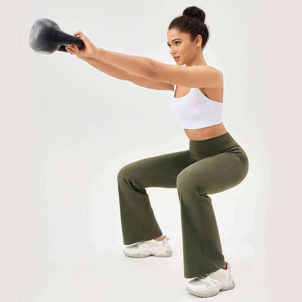 Pants for Women Slim Wide-leg Bell-bottoms Gym Running Breathable Fiess High Waist Yoga Leggings