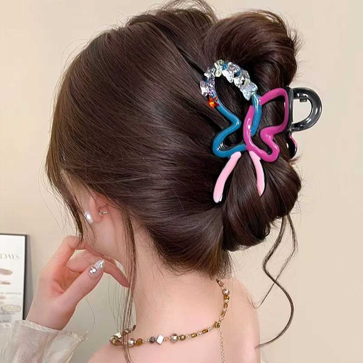 1pc Dopamine Rhines Butterfly Hair Clip High-end and Exquisite Hairpin for Back of Head Fashionable and Chic Hair Accessories Z250729