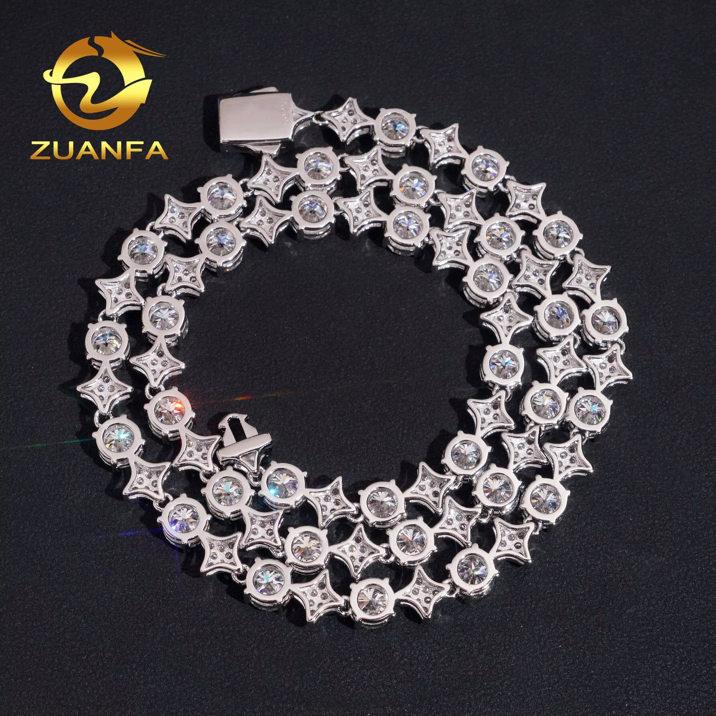 Fashion Jewelry High Quality Iced Out Star 925 Sterling Silver Moissanite Diamond Tennis Chain Necklaces