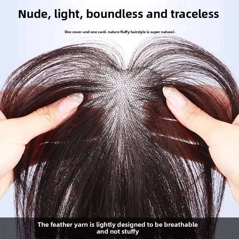 Cloud-Like Thin Extension Pieces Real Human Hair Invisible Natural Looking Female Top Light Weight Wig Front Bangs