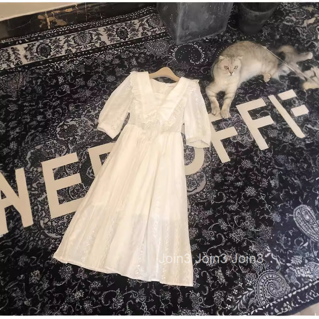 Korean Style Dress Summer New Fashion High Waist Square Neck Elegant Fairy Mid-Length Dress