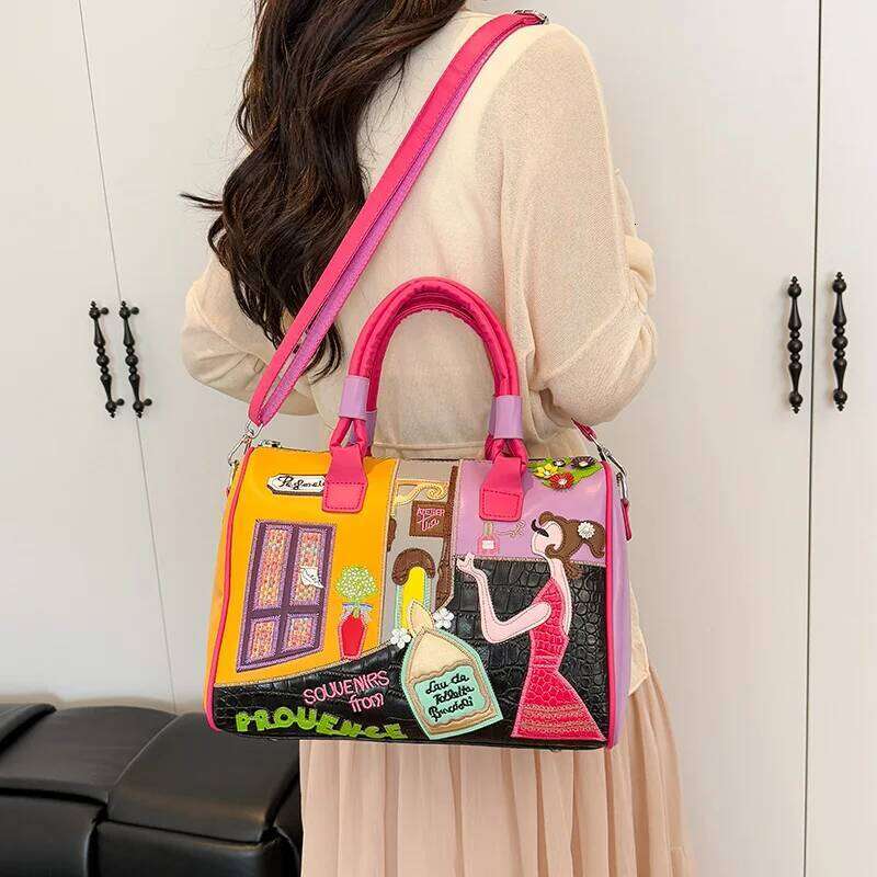 Fashion PU Leather Handbags Shoulder Large Capacity Ladies Zipper Messenger Bags for Women Casual Boston Crossbody Bag