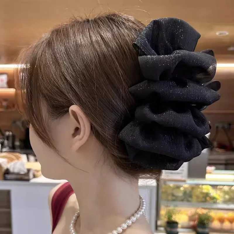2pcs/set Black White Big Fold Bow Hair Claw For Women Girls Sweet Hair Ornament Back Headband Hair Clip Fashion Hair Accessories Z250729