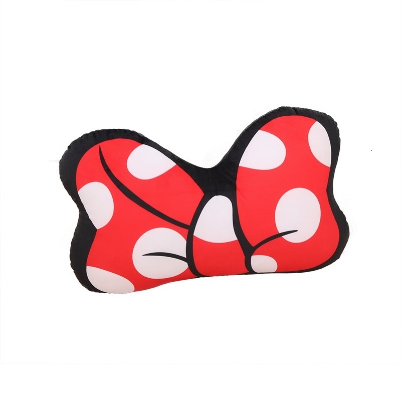 Cute Bowknot Car Headrest Lumbar Cushion Cartoon N Neck Pillow Shoulder Strap Car Pillow Girly Heart Female o250728