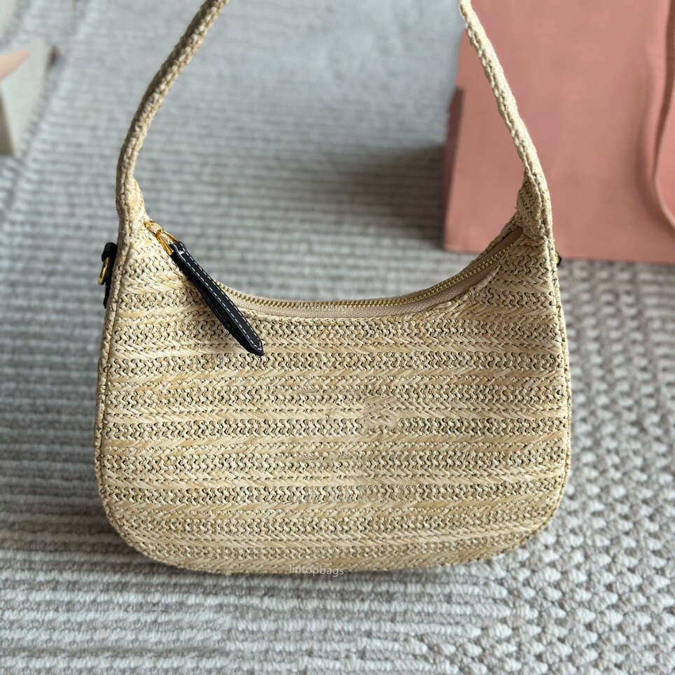 Woven Hobo Shoulder Bag Lady Clutch Designer Handbag Axillary Pouch Letter Embroidery Women High Quality Summer Beach Purse Grass shoulder bag messenger bag