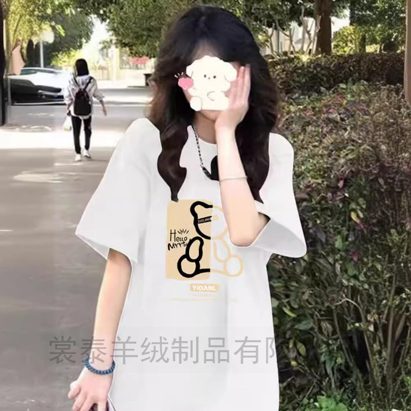 2025G pure cotton short sleeved women's S fashion Korean style student T-shirt unisex couple half sleeved versatile youth T-shirt new designer T-