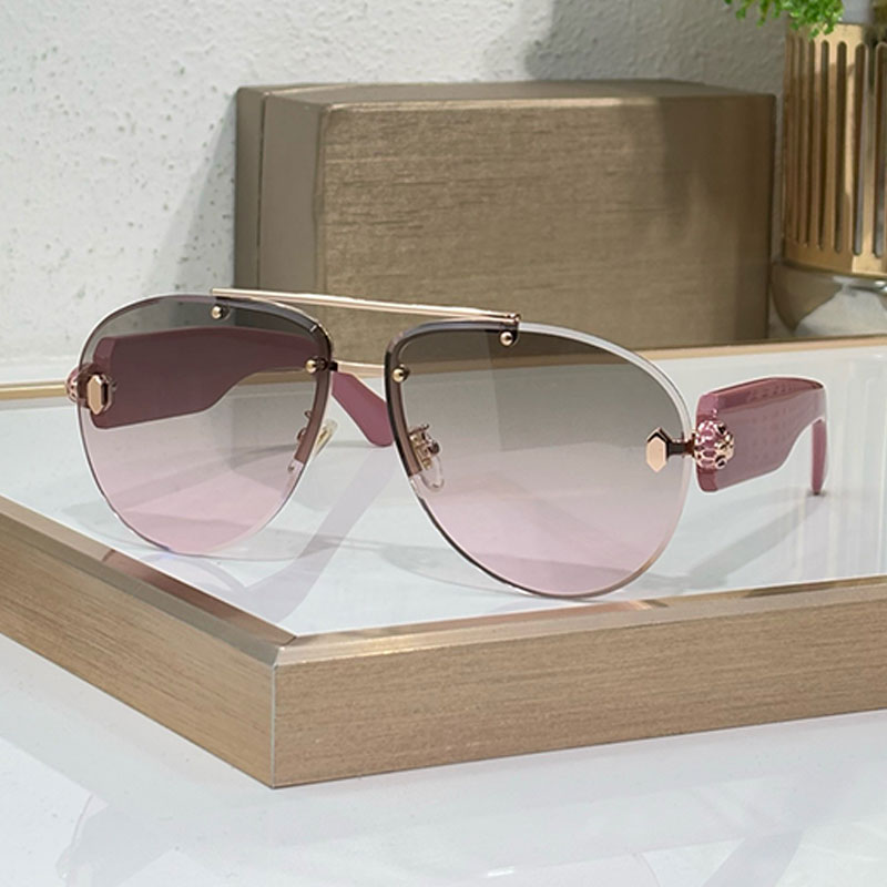 Lady Pilot Sunglasses Fashion Designer Frameless Pilot Frame Outdoor Leisure Holiday Beach Party Women Sunglasses BV40091 with Box