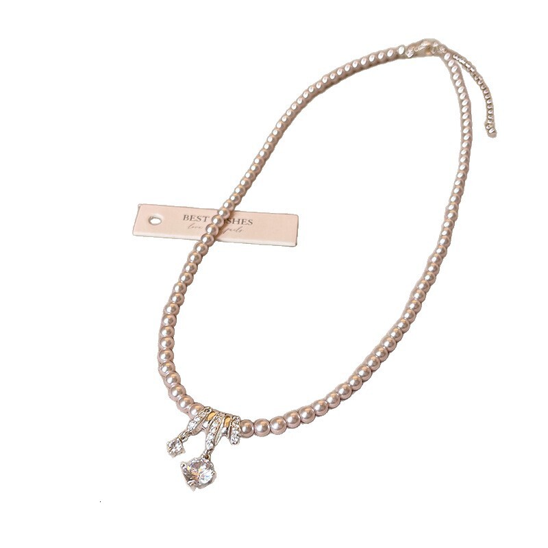 Sier Multi-layer Circle Geometric Zircon Pendant Pearl Necklace for Women 2025 New Style Choker Light Niche Collarbone Chain Jewelry for Women Jewelry