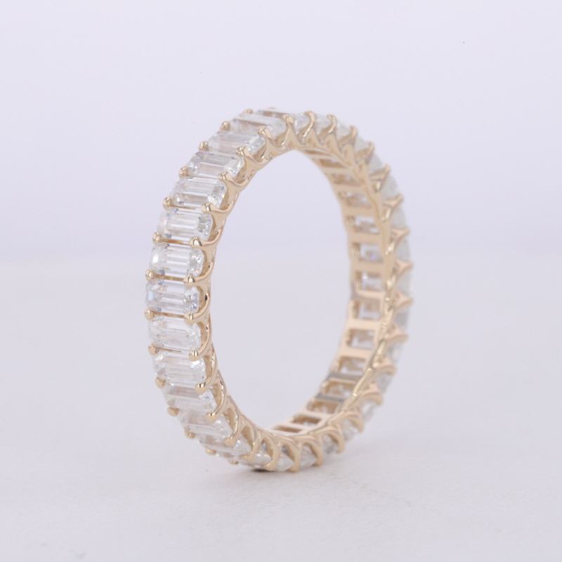 Custom 2x4mm Lab Grown Diamonds Ring Emerald Cut Diamonds Wedding Band 18k Yellow Gold Diamonds Band Ring for Wedding