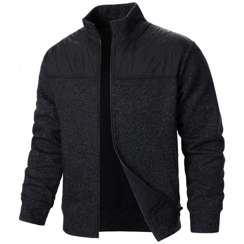 Mens Patchwork Sweatshirts Stand Collar Jacket Slim Fit Cardigan Streetwear Sportswear Casual Zip Up Coat Outdoor Tracksuit Men 250729