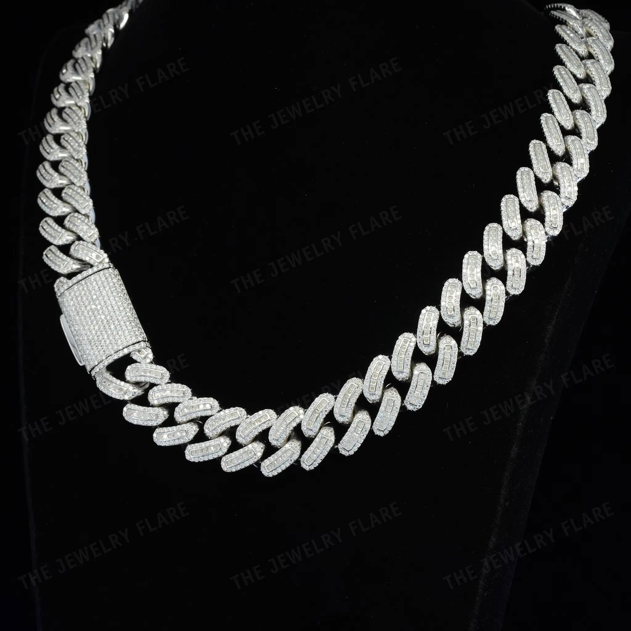 Luxury Iced Out Cuban Link Chain Necklace VVS Moissanite 925 Sterling Silver Mens Hip Hop Bling Jewelry with Box Clasp