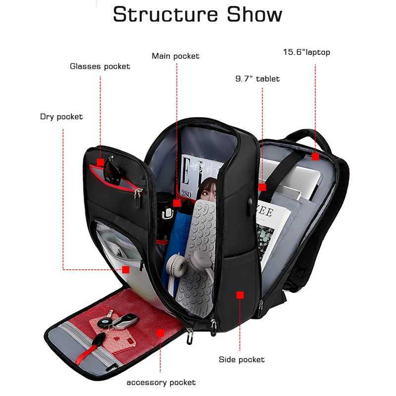 NG Professional 15.6 Laptop Backpack Waterproof School bags USB Charging Business Travel Bag Mochila S250728