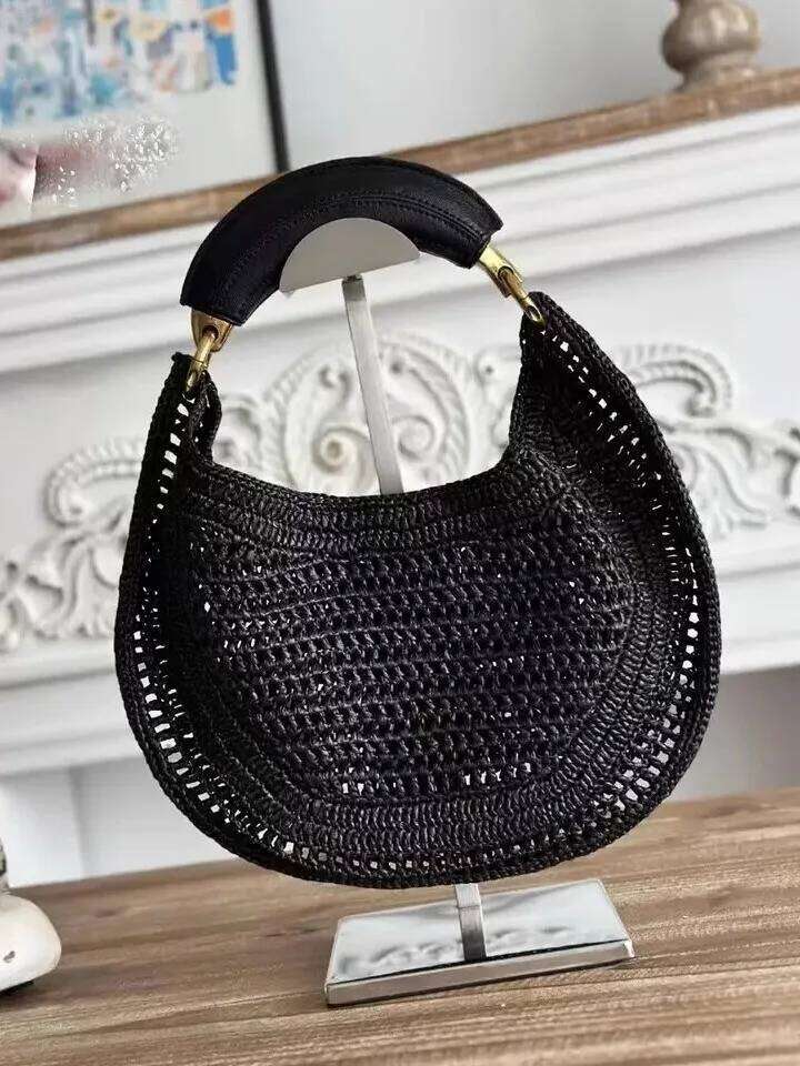 Classic Beach Straw Woven Bags For Women Designer Handbag Purse 2025 New In Sequined Handle Underarm Shoulder