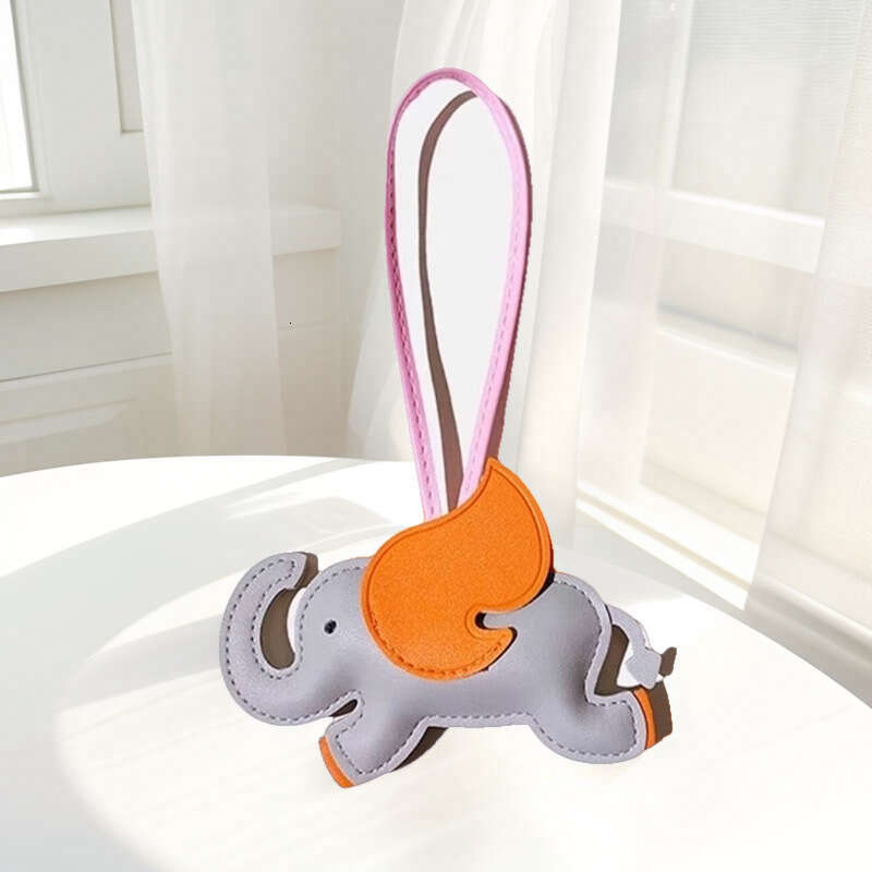 H Brand Little Flying Angel Bag Charm PU Leather Cute Elephant Car Pendant Keychain