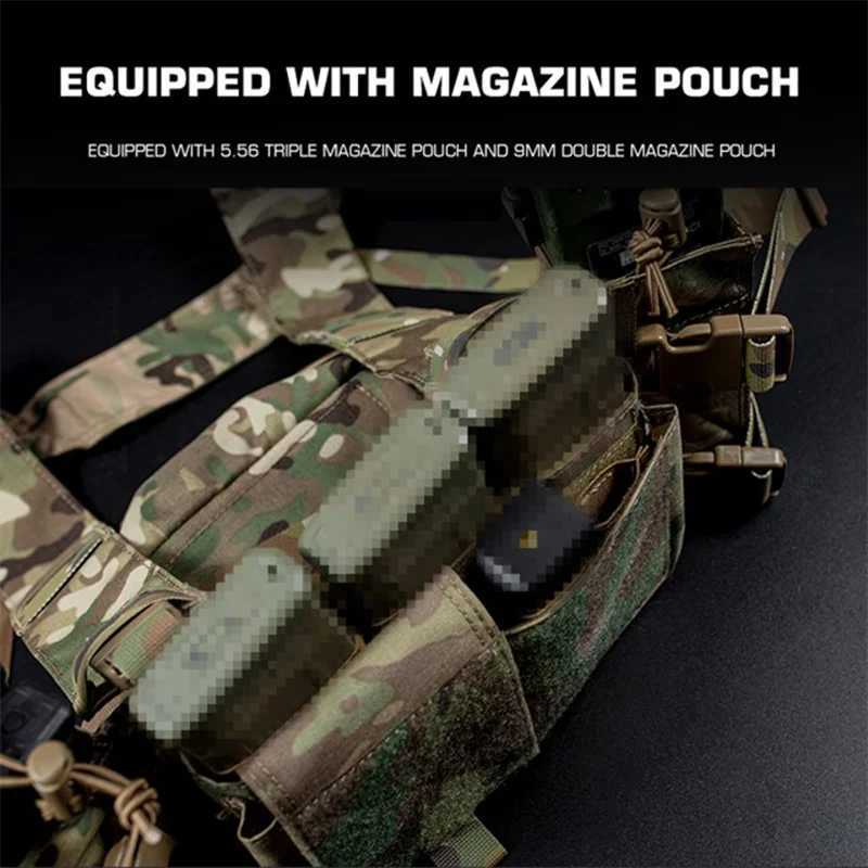 MK4 Compact Modular Chest Rig 500D Nylon 5.56mm Rifle Mag Pouch Zipper Closure Airsoft Tactical Harness System Z250728