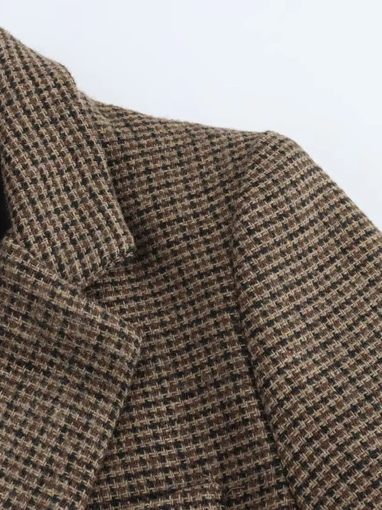 Autumn and Winter Arrivals Womens Fashionable Versatile Series Wool Blended Plaid Suit Jacket 250729