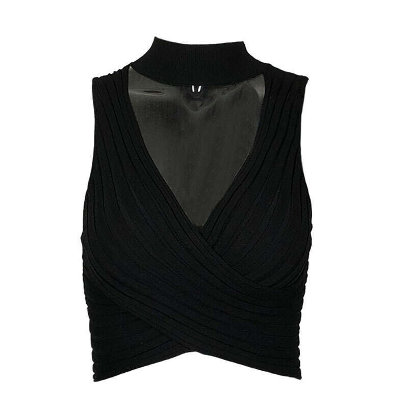 Women's Summer Ins Halter Neck Spicy Girl BM Knitted Top Outerwear Inner Wear Ladies Small Camisole Vest B5