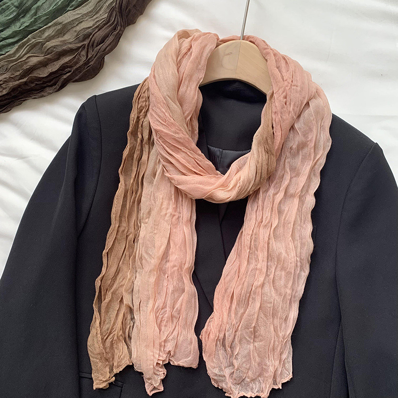 K1521 Scarf women's winter high-end 2025 new style warm cold-proof neck scarf all-match solid color wrinkled scarf shawl wholesale