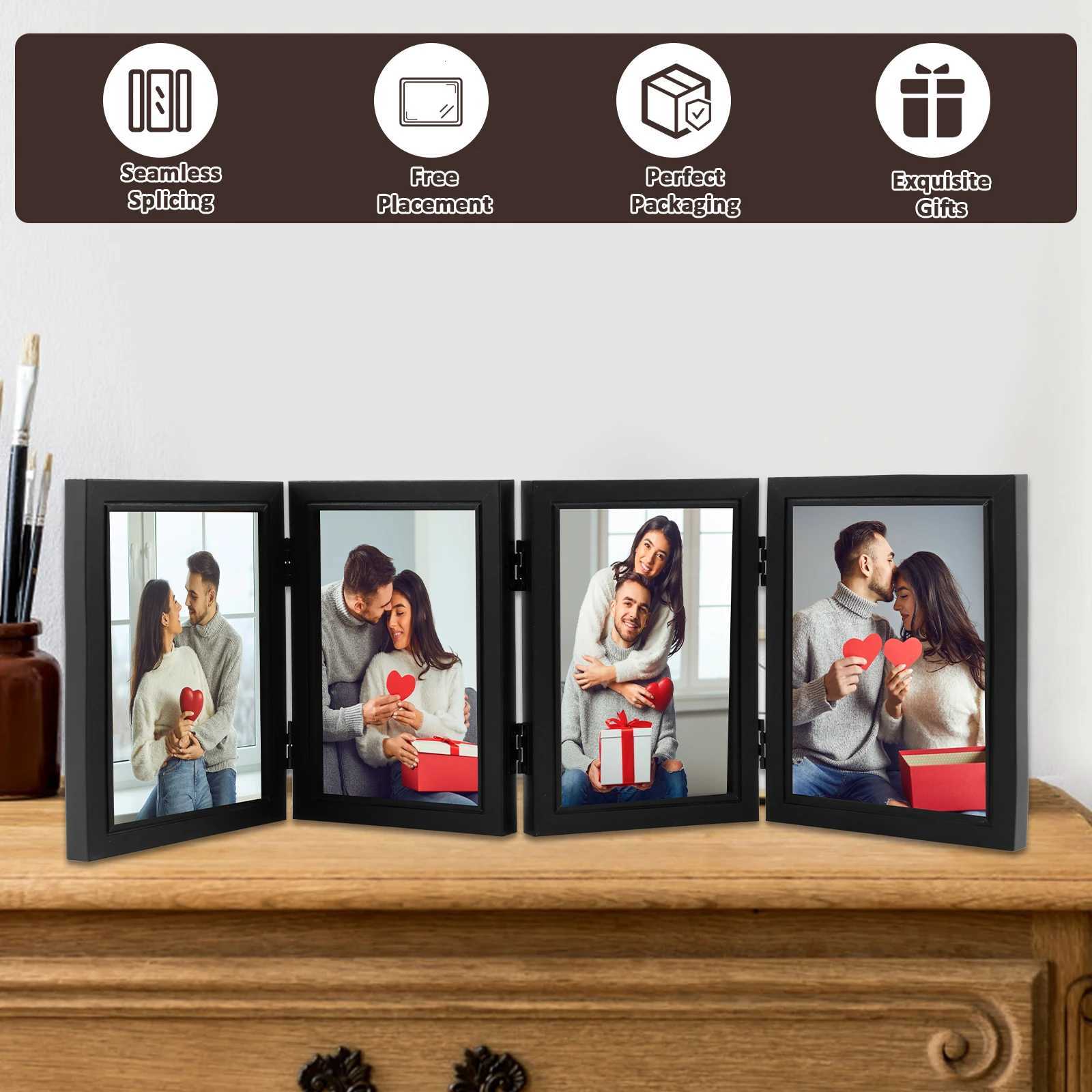 Foldable Photo Frame Hinge Photo Album Ornament Siamese Souvenir Picture Storage Box for Bookshelf Wedding Party Decor Photo Frame Z250729