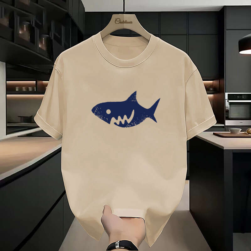 Designer T Shirt American Style Heavyweight Short Sleeve T-Shirt For Men, Summer Trendy Loose Fit, Screen Printed, Thick Breathable Pure Cotton Base S