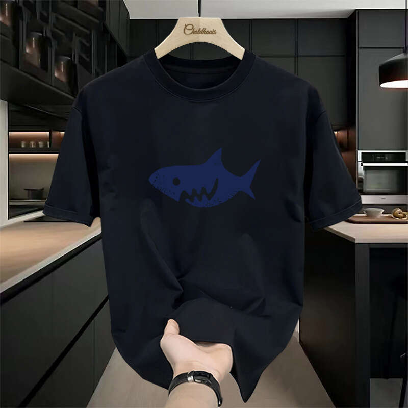 Designer T Shirt American Style Heavyweight Short Sleeve T-Shirt For Men, Summer Trendy Loose Fit, Screen Printed, Thick Breathable Pure Cotton Base S