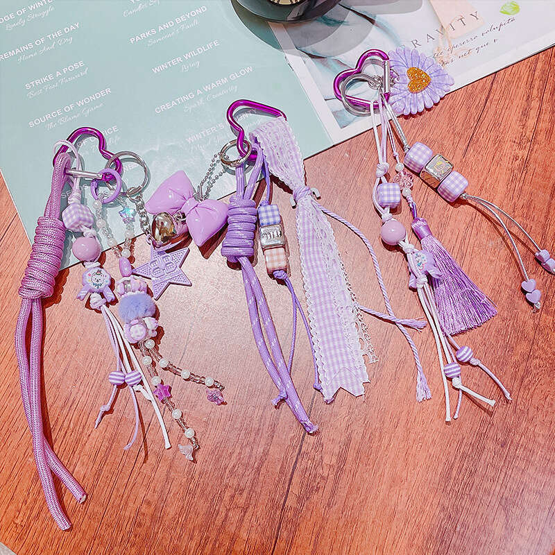 2025 Ins Blogger Same Style Niche Personality Baseball Car Keychain Miu Series Couple Woven Lanyard Bag Pendant