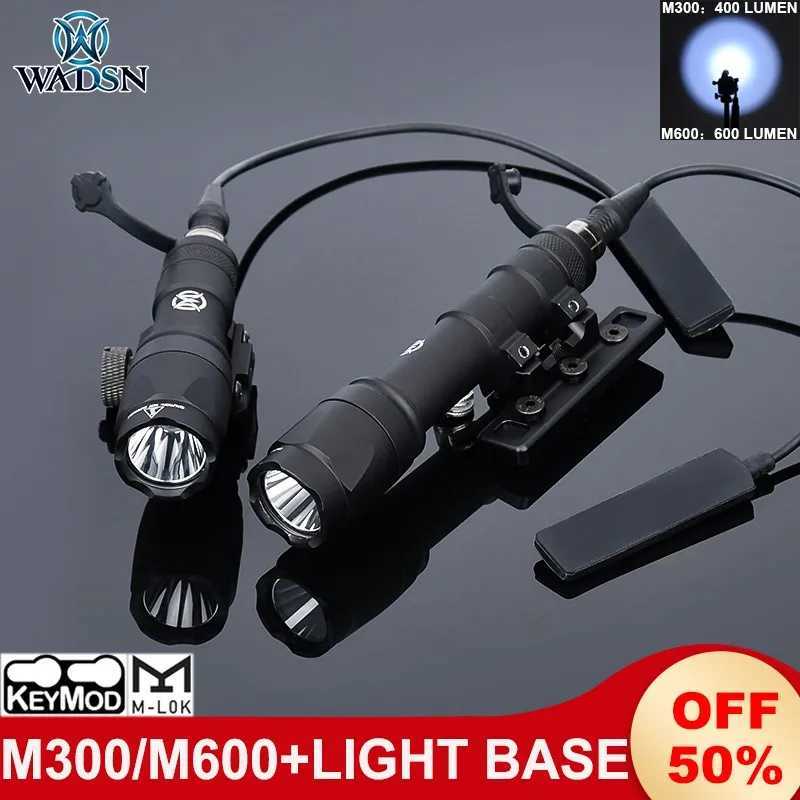 WADSN Scout Light Side Rail M600 Flashlight Rail Mount M300 M300A Outdoor Airsoft Hunting Spotlight Offset Base Fits Mlok Keymod R250728
