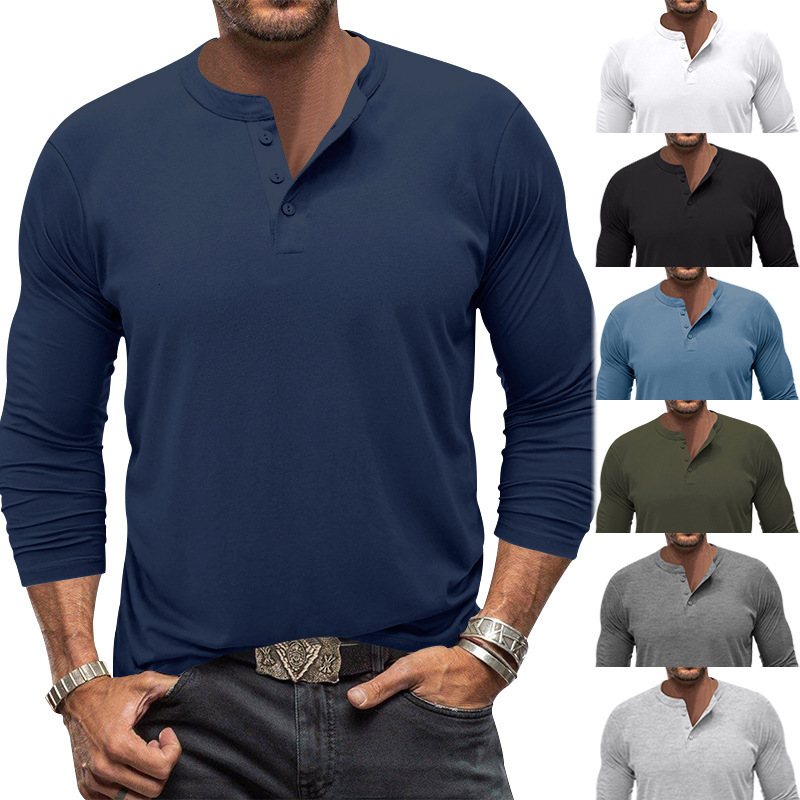 Mens long sleeve round neck t-shirt mens bottom shirt mens T-shirt