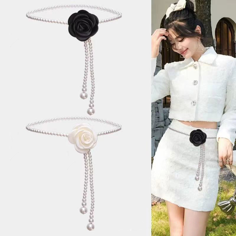 Designer Belt Pearl Belts Woman Leather Belts Slim Belt Strap Luxury Women's Chain Belt Buckle Fashion Smooth Buckle Belt With Strap
