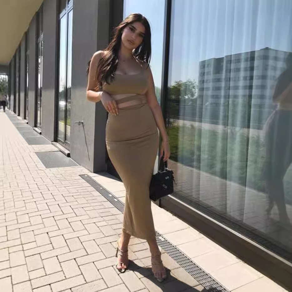 Autumn And Winter Women's Fashion Sexy Pleated Hollow Out Two-Piece Dress B5