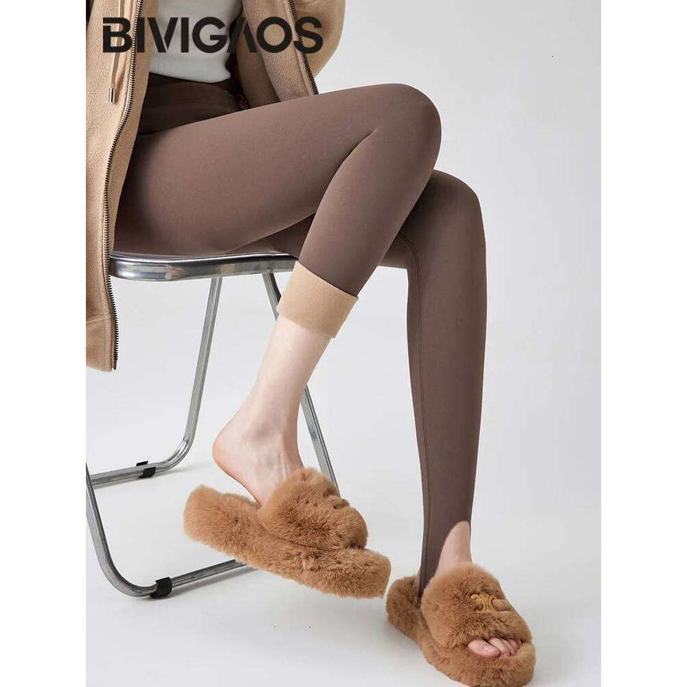 BIVIGAOS Autumn Winter New Rabbit Fleece Thicken Boots Women Slim Foot Pants Yoga Fiess Sports Warm Shark Leggings