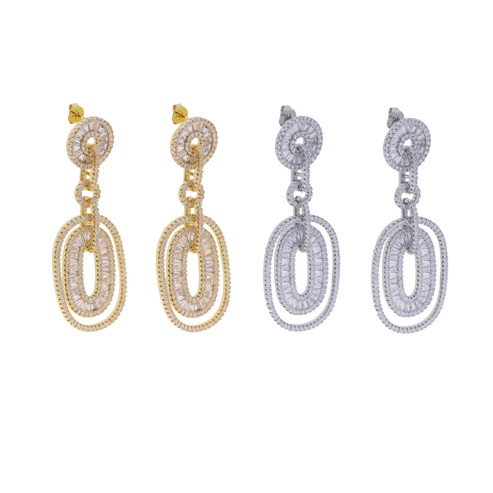 2025 NEW Fashion Luxury Oval Multi Drop Pendant Earrings Shiny Full CZ For Women High Quality Wedding Party Jewelry