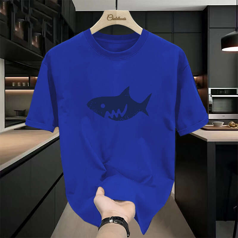Designer T Shirt American Style Heavyweight Short Sleeve T-Shirt For Men, Summer Trendy Loose Fit, Screen Printed, Thick Breathable Pure Cotton Base S