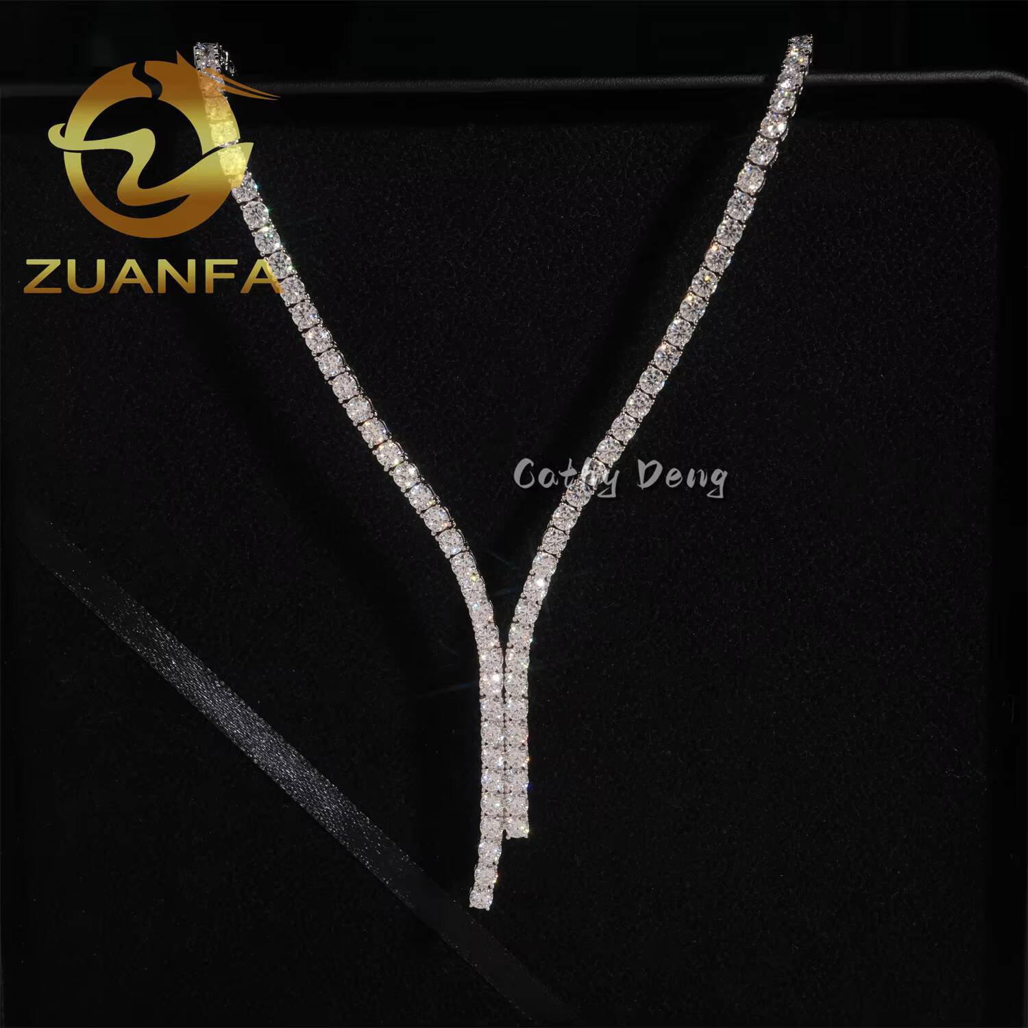 Fashion Women Necklace 4mm 925 Silver Moissanite Diamond Tennis Necklace Pass Diamond Tester Iced Out Tennis Chain