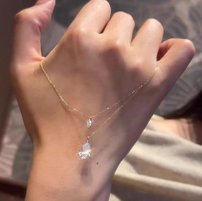 2025 Choucong Ins Top Sell Sweet Simple Fashion Jewelry Genuine 100% 925 Sterling Silver Water 18K Gold Fill Drop Lab Moissanite Elegant Beach Clavicl