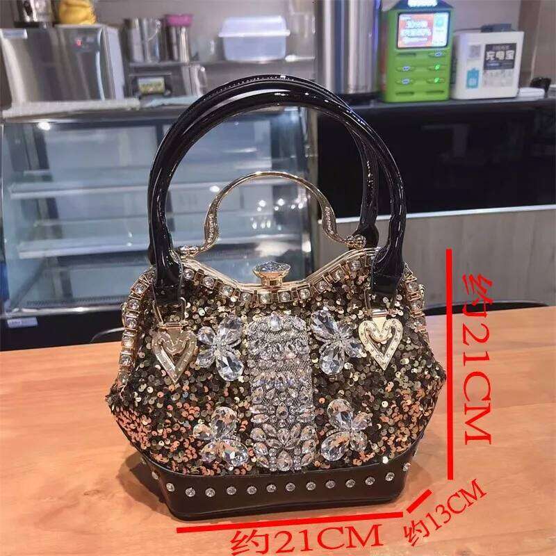 2025 New Fashion Dias Women's Handbags Leather Design Clip Rhinestone Bag Portable Tote Shoulder Messenger Bags Chic