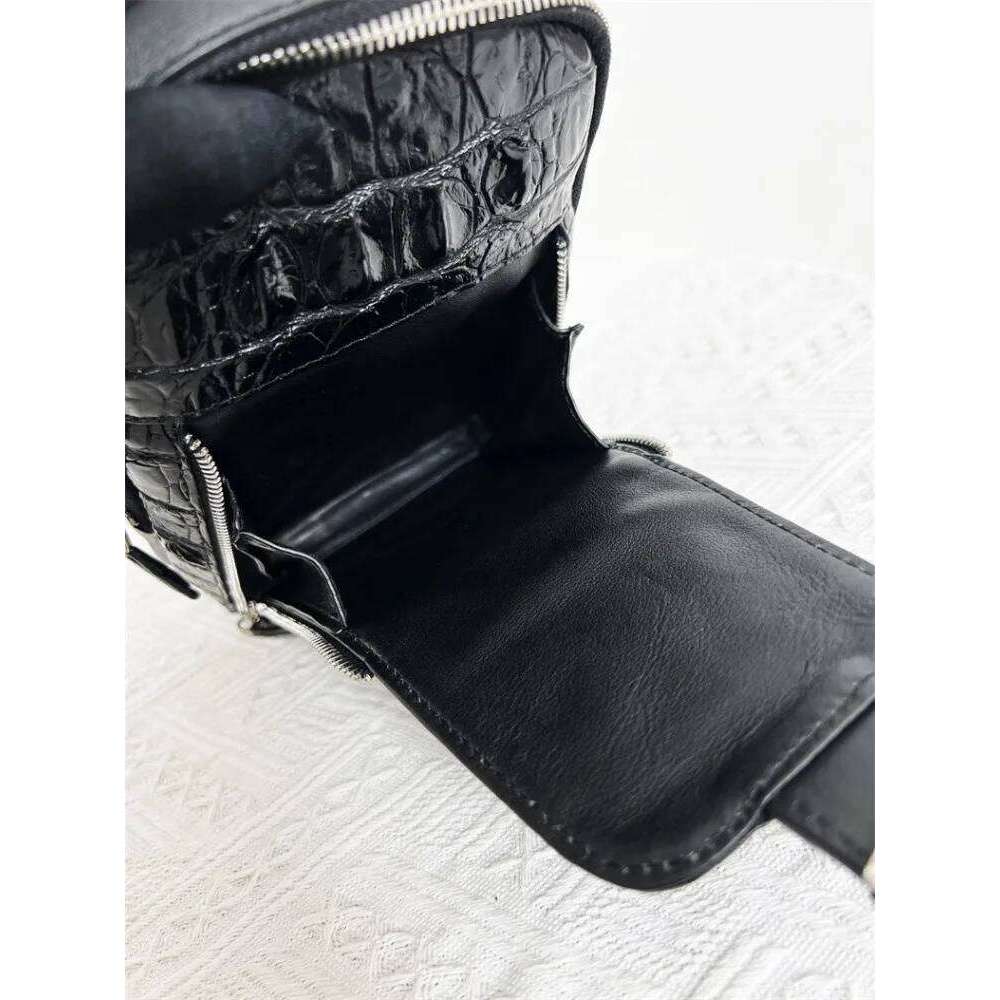 Mens Genuine Leather High Quality Crocodile Skin Casual Motorcycle Chest Bag Hasp Zipper Single Shoulder Crossbody Bags Male
